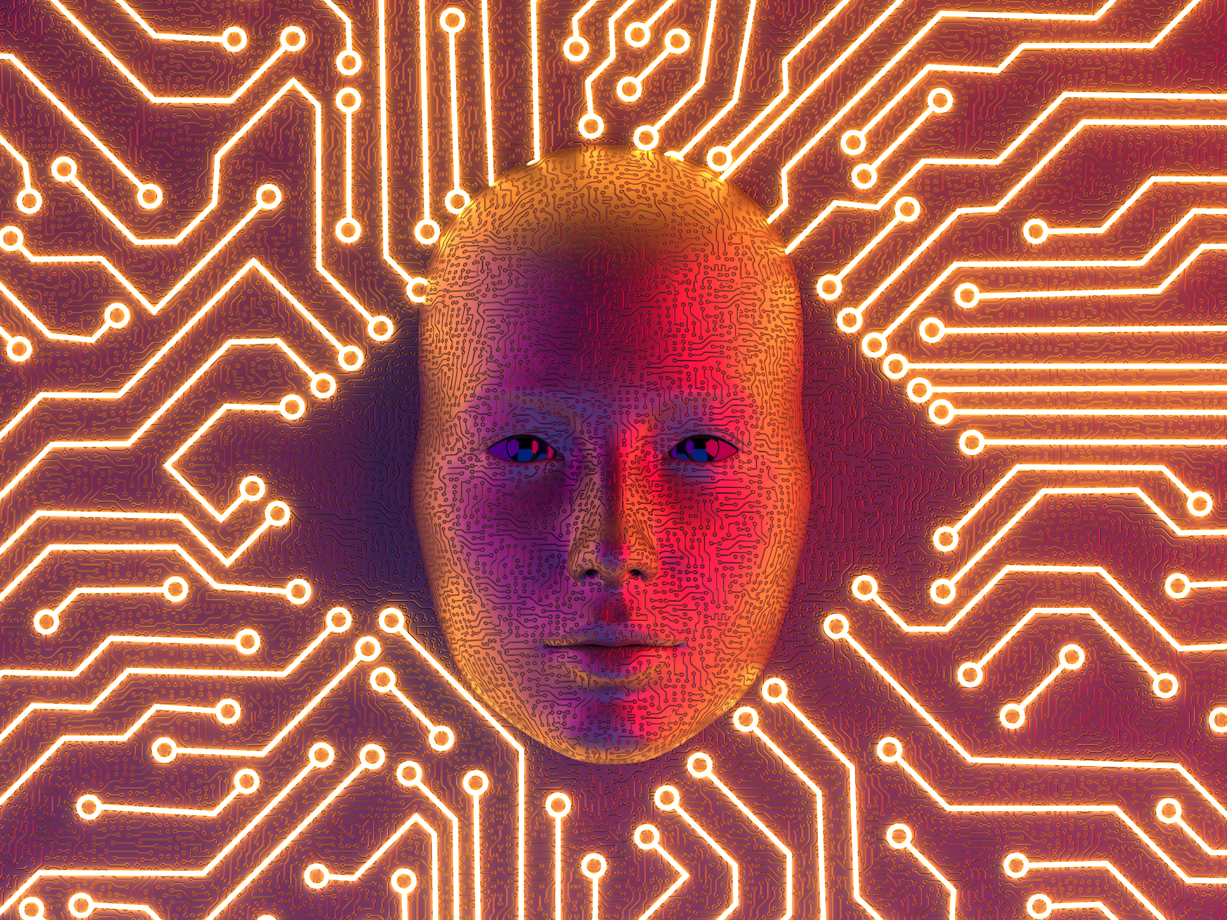 illustration d'une tête d'un robot AI