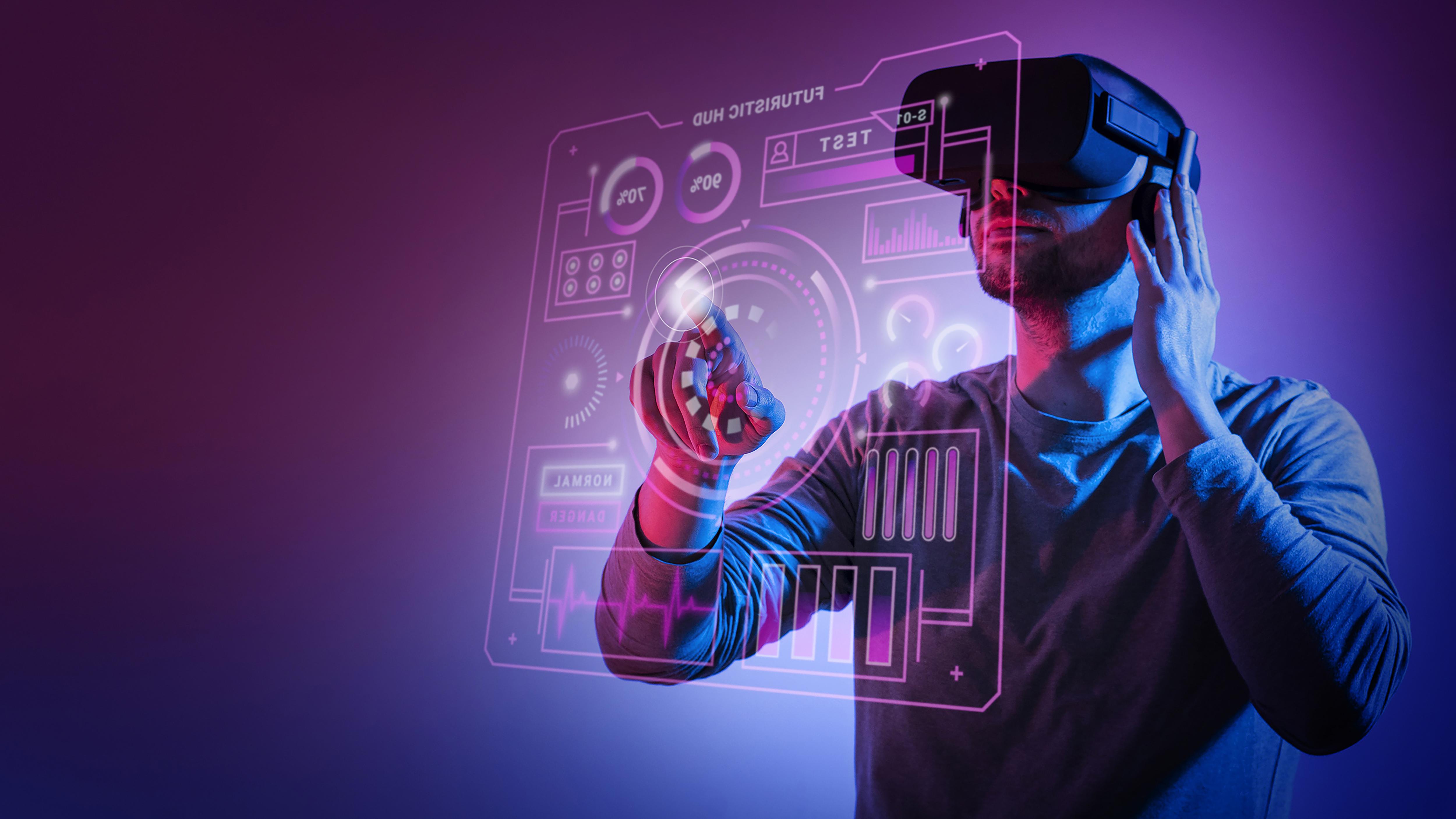 illustration d'un homme qui utilise un casque vr